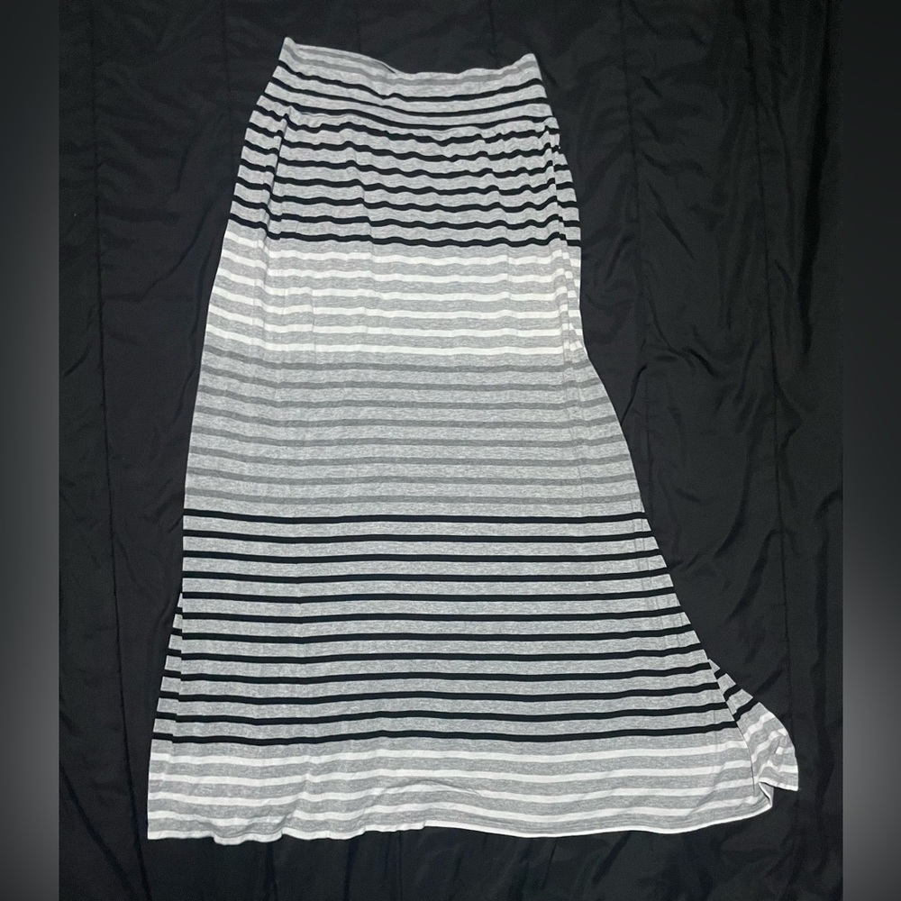 90s y2k gray striped maxi skirt